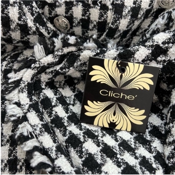 Cliche Black/White Women's Houndstooth Blazer Size S - Picture 9 of 9